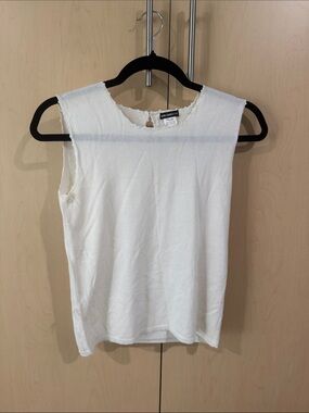 David Charles White Sleeveless Ribbed Tank